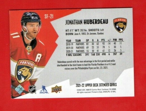 Jonathan Huberdeau 2021-22 UD Extended SPxFinite Radiance (GOLD) # SF-21 395/799