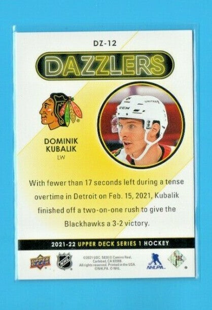 2021-22 Upper Deck Series 1 Red Dazzlers  #DZ-12  -  Dominik Kubalik   - Chicago