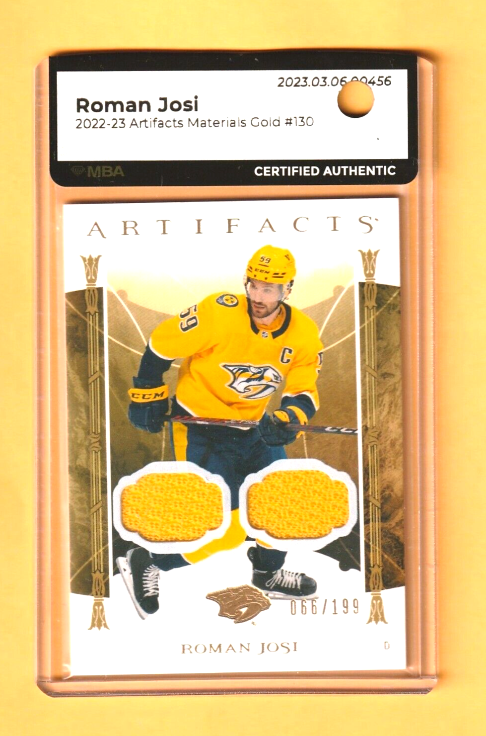 2022 Upper Deck Artifacts Materials Gold Roman Josi PATCH /199 #130 MBA AUTH