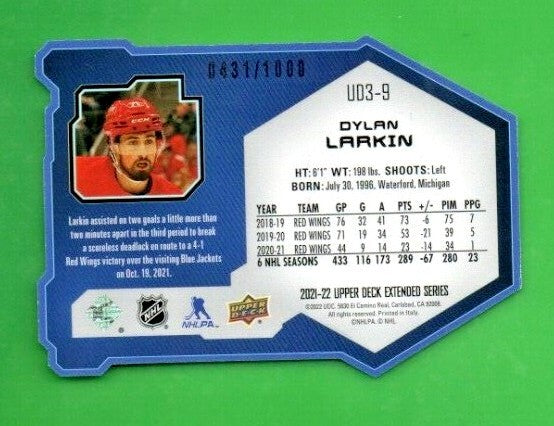 Dylan Larkin  2021-22 Upper Deck Extended UD3 SILVER 0431/1000   Detroit  #UD3-9