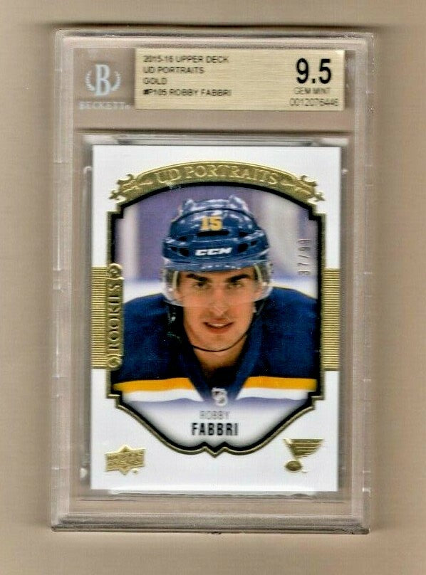 2015-16 Upper Deck UD Portraits Gold ROBBY FABBRI 37/99 ROOKIES B - 9.5 Gem Mint