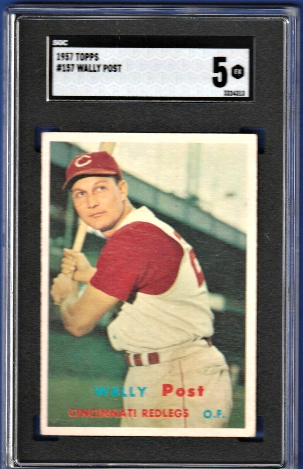 1957 Topps #157   -  Wally Post     -      SGC 5 EX     -     Cincinnati Redlegs