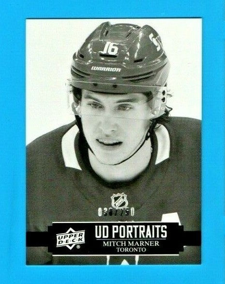 2021-22 Upper Deck Portraits Black and White #P24 Mitch Marner 030/250 - Toronto