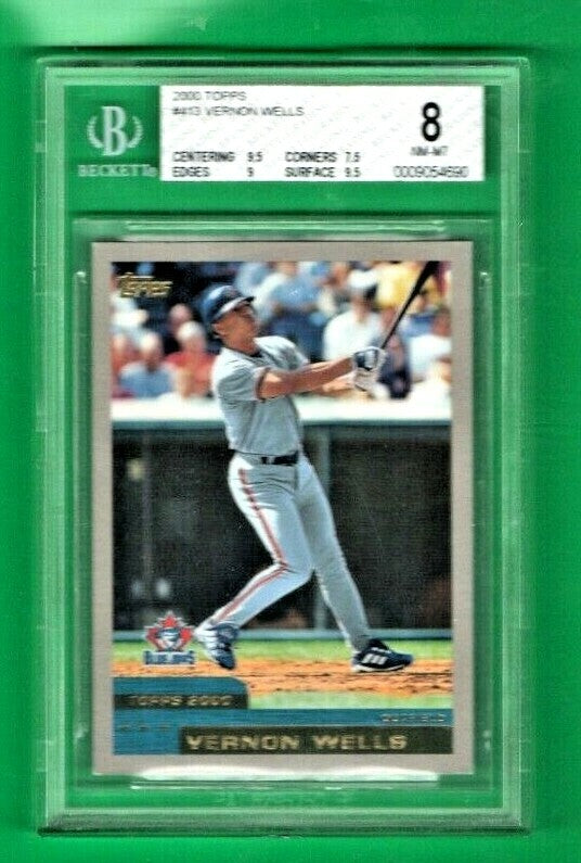 2000 Topps Vernon Wells - Toronto Blue Jays Beckett 8 NM-MT With 2  -  9.5