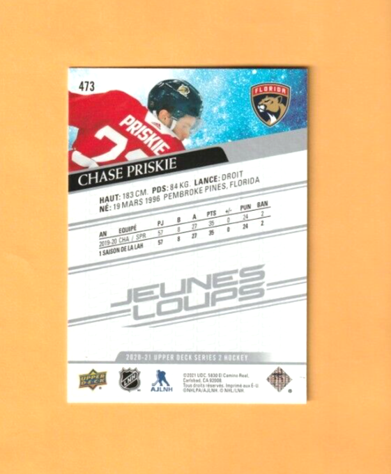 Upper Deck 2020-21 -  Chase Priskie  -  French Young Guns/Jeunes Loups Rookie SP