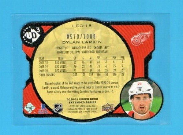 2020-21 Upper Deck Extended - UD3 #UD3-15 - Dylan Larkin - 0570/1000 - Detroit
