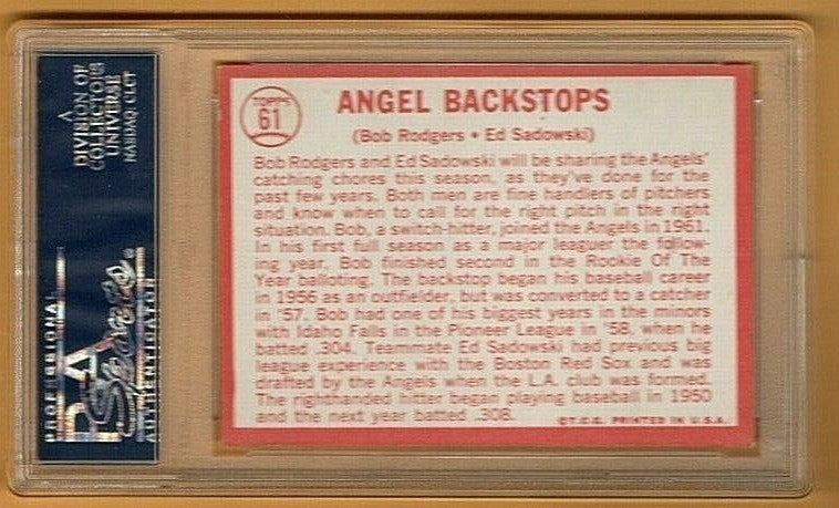 1964 Topps Angel Backstops --  Bob Rogers/Ed Sadowski --  #61 PSA EX 5