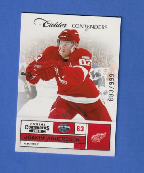 2011-12 PANINI CALDER CONTENDERS Hockey  #276 JOAKIM ANDERSSON Red Wings 683/999
