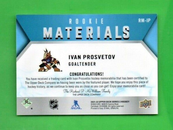 Ivan Prosvetov 2021-22 Upper Deck Series 2 Rookie Materials MAROON Jersey RM-IP