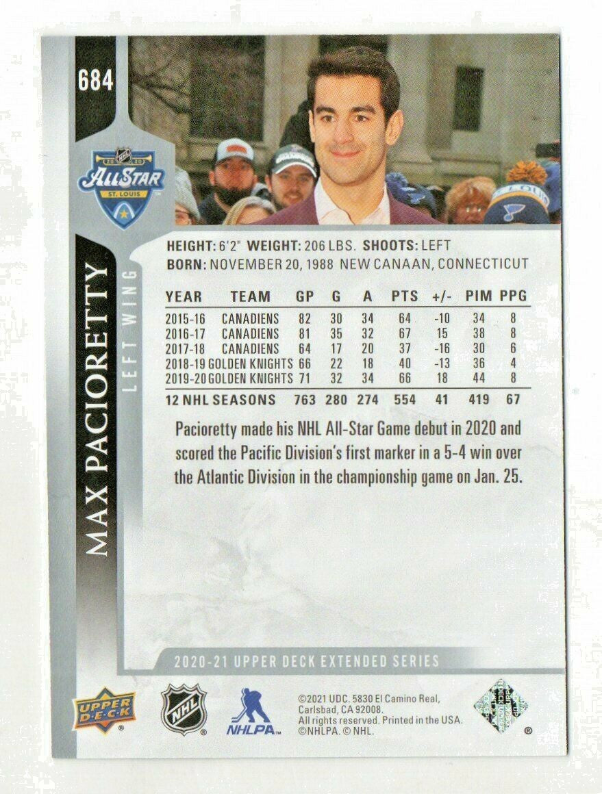 2020-21 Upper Deck Extended Series Photo Variations Max Pacioretty #684