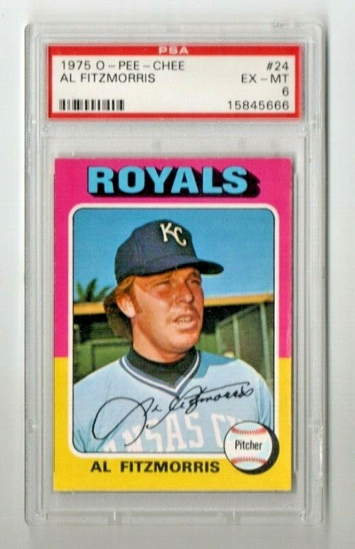 1975 O-PEE-CHEE  #24 - AL FITZMORRIS - KANSA CITY ROYALS -  PSA 6 EX-MT - POP 2
