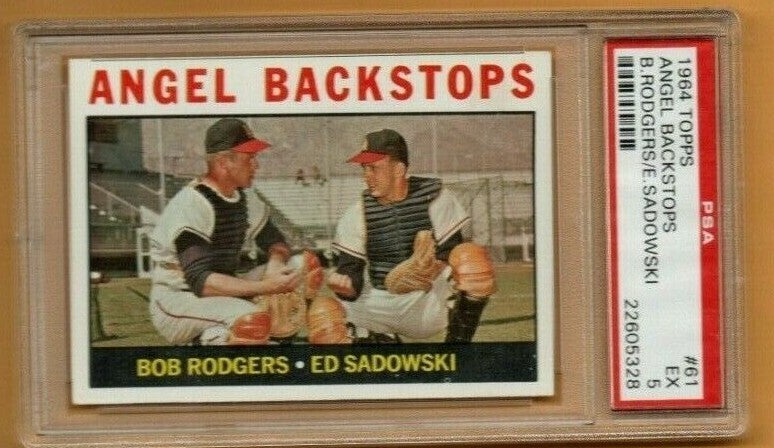 1964 Topps Angel Backstops --  Bob Rogers/Ed Sadowski --  #61 PSA EX 5