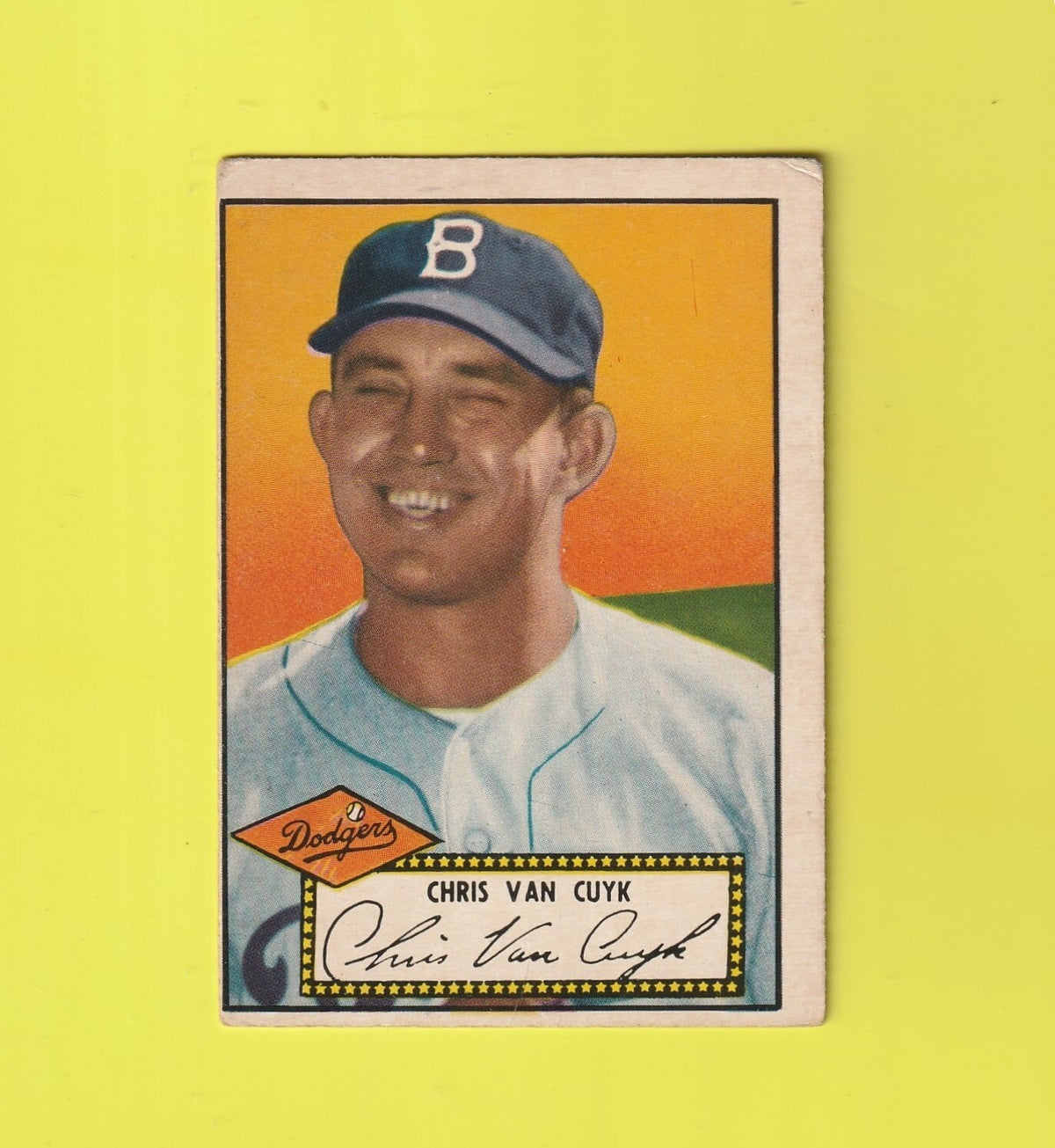 1952 Topps Baseball #53 -  Chris Van Cuyk - Brooklyn Dodgers RC- VG - Black Back