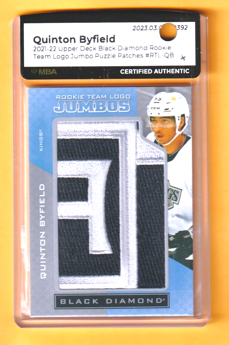 2021 Black Diamond Team Logo Jumbo Quinton Byfield ROOKIE PATCH #RTL-QB MBA AUTH