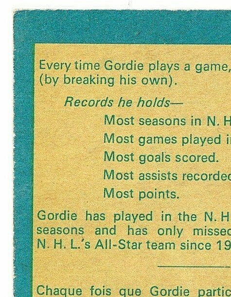 1969-70   O-PEE-CHEE  -  GORDIE HOWE  -  MR.HOCKEY  -  DETROIT  -  NNO ERROR