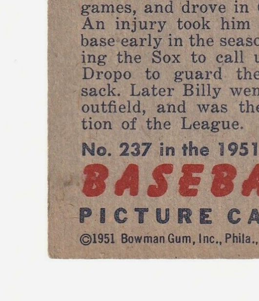 1951 Bowman #237   -   Billy Goodman  -  Boston Red Sox   -  EX-NRMT