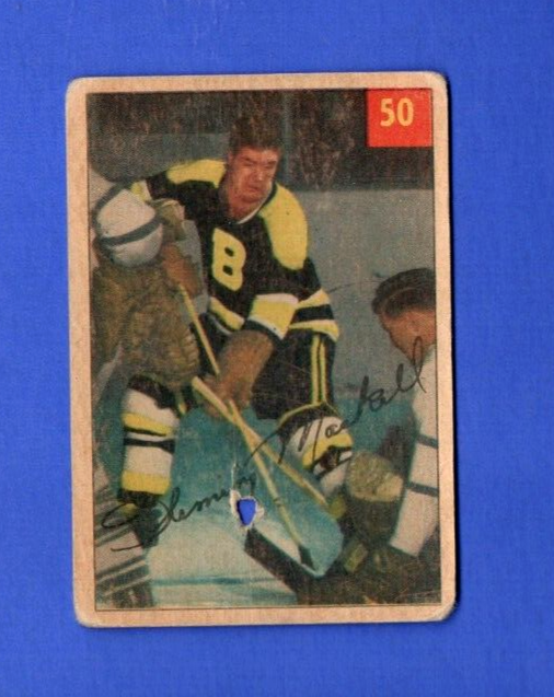 1954-55 Parkhurst  Fleming MacKell  Premium Back Boston Bruins  Rare Vintage #50
