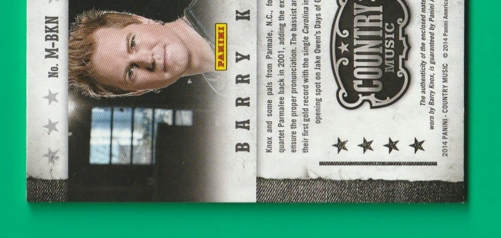 BARRY KNOX - 2014 Panini Country Music - Musician Materials -    399/399