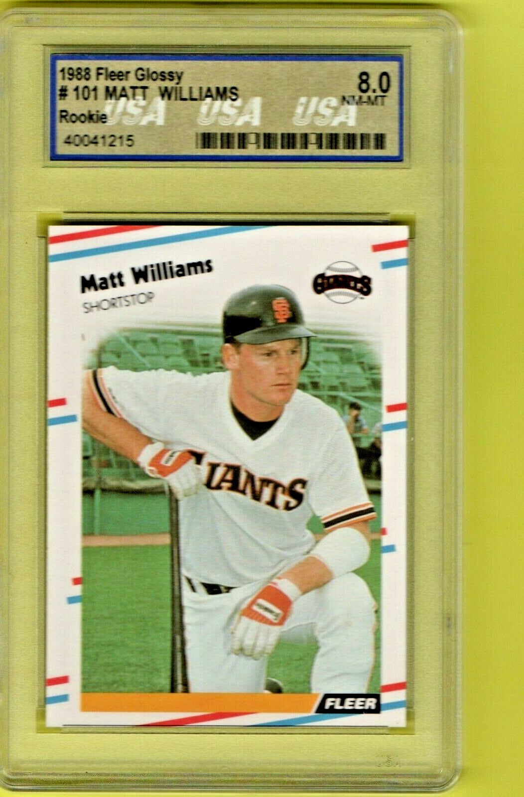 1988 Fleer Glossy #101 MATT WILLIAMS   Rc San Francisco Giants  -  USA 8.0 Nm-Mt