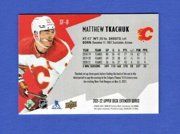 Matthew Tkachuk 2021-22 UD Extended SPxFinite Radiance Silver #SF-8   2043/2999