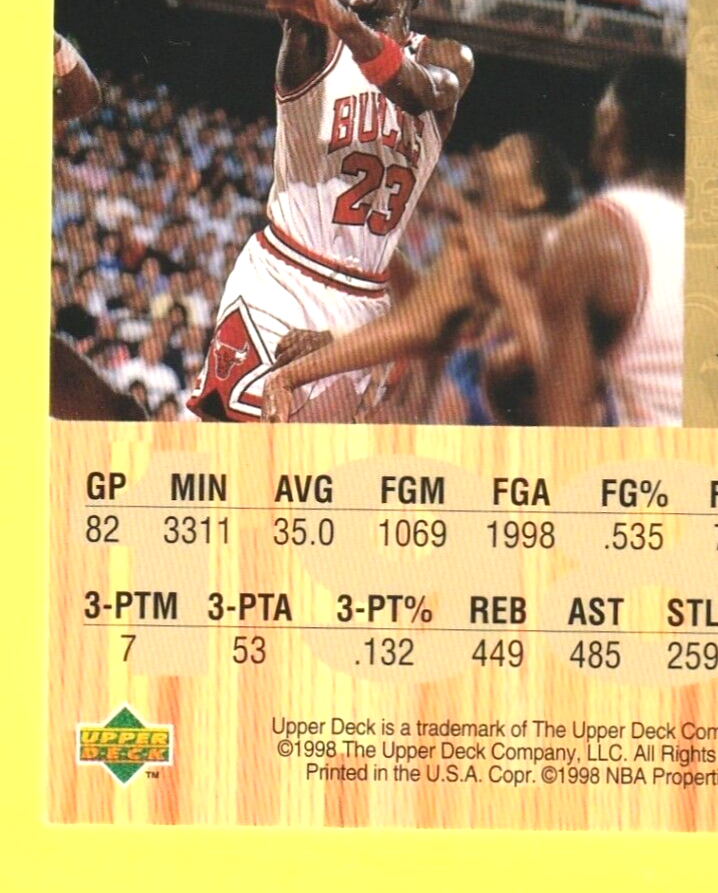 1998 Upper  Deck -  MICHAEL JORDAN  - Gatorade Postcard NBA  #4 of 12   -  3.5/5