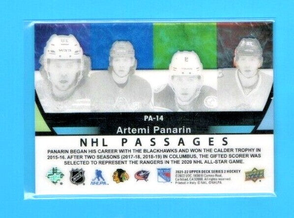 Artemi Panarin 2021-22 Upper Deck  Series 2 NHL PASSAGES  Acetate Card #PA-14