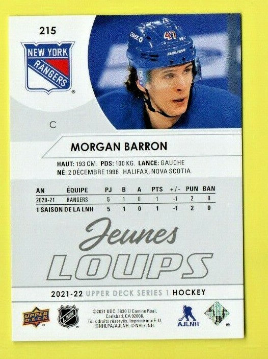 2021-22 Upper Deck Series 1 Jeunes Loups French Young Guns #215 Morgan Barron