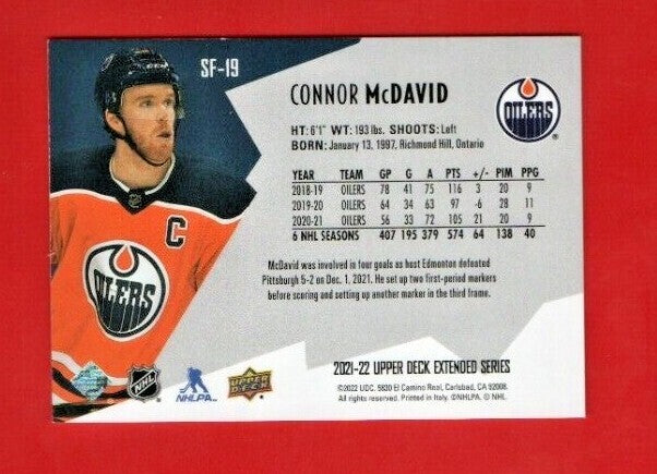 Connor McDavid  2021-22 UD Extended SPxFinite Radiance (GOLD)   # SF-19  364/799