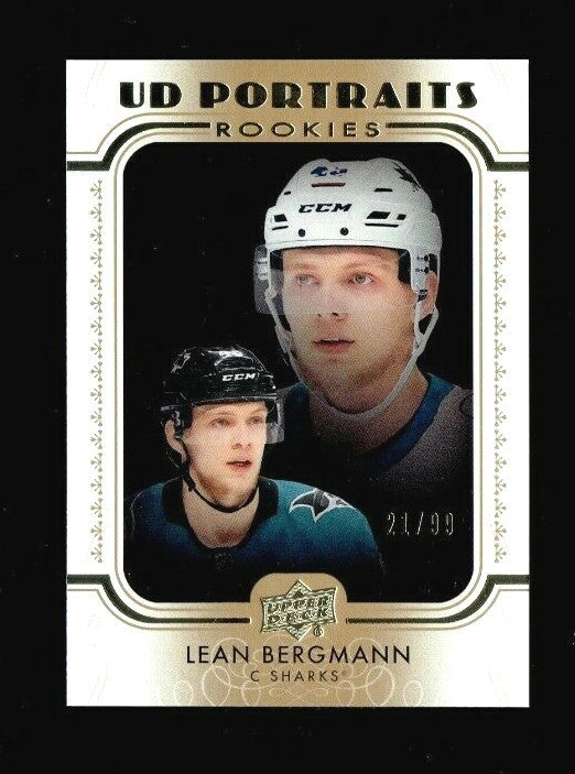 2019-20 Upper Deck Series 2 UD Portraits Rookie Gold 21/99 LEAN BERGMAN - Sharks
