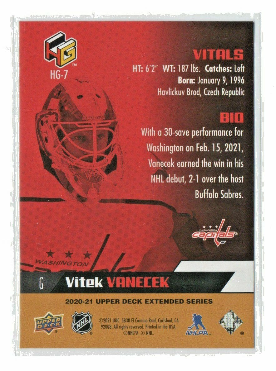  VITEK VANECEK - 2020/21 UPPER DECK EXTENDED SERIES HoloGrFx GOLD ROOKIE SP HG-7