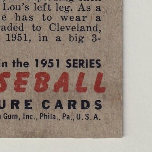 1951 Bowman  -  Lou Brissie   -  Cleveland Indians #155   EX-NRMT