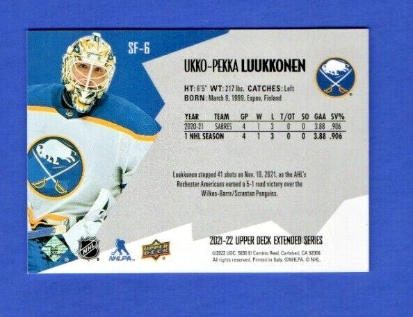Ukko-Pekka Luukkonen   2021-22 UD Ext. SPxFinite Radiance Sil. #SF-6   0837/2999