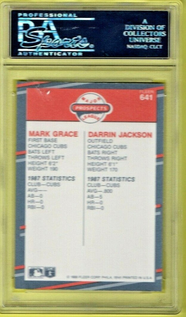 1988 Fleer GLOSSY #641 Mark Grace&Darrin Jackson Rc Rookie PSA 10 GEM MINT- Cubs