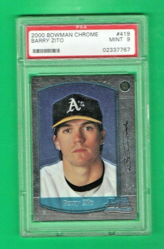 2000 Bowman Chrome Refractor Barry Zito RC #419 PSA MINT 9  Oakland Athletics