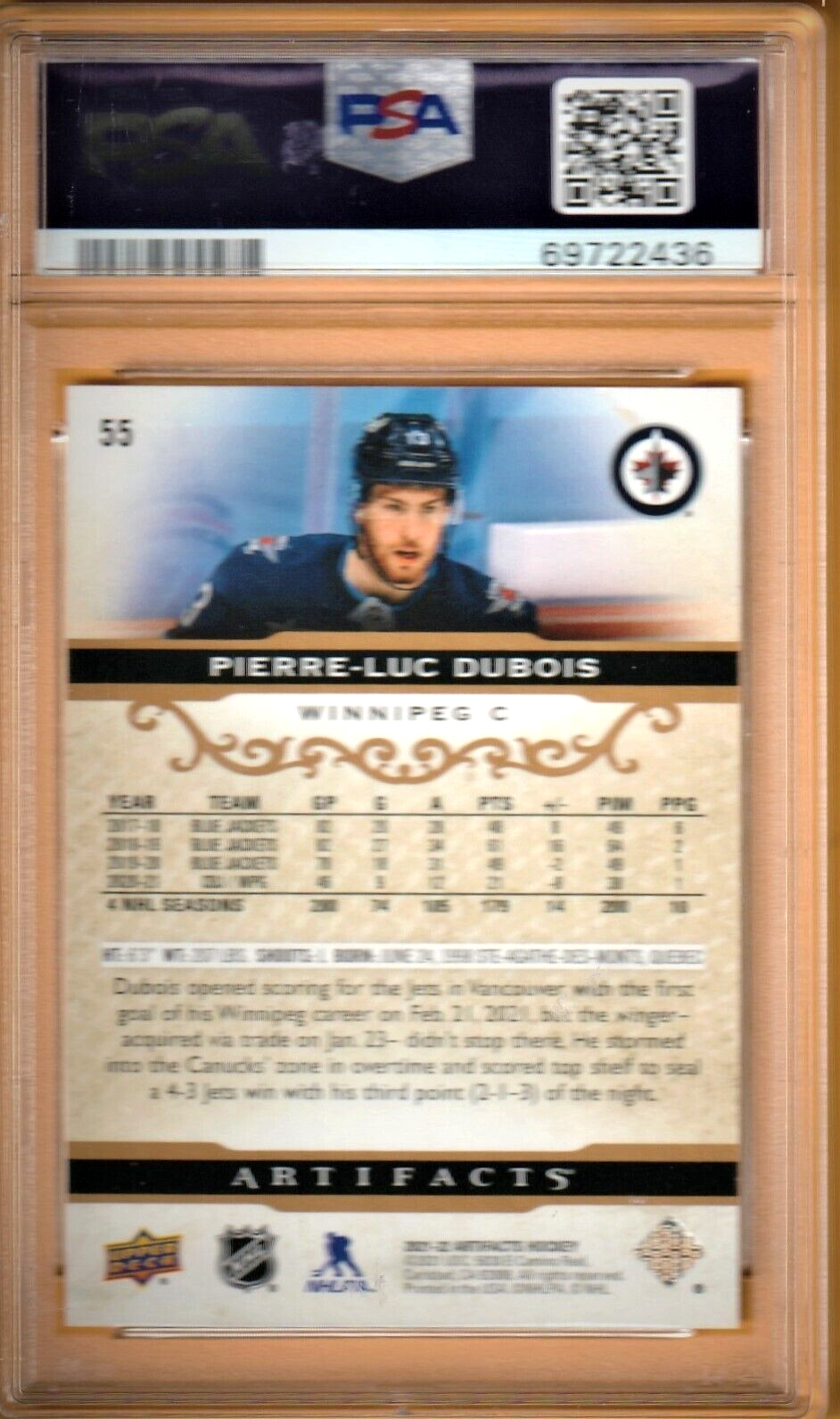 2021 Upper Deck Artifacts Rose Gold  -  Pierre-Luc Dubois   #55 PSA 9 MINT