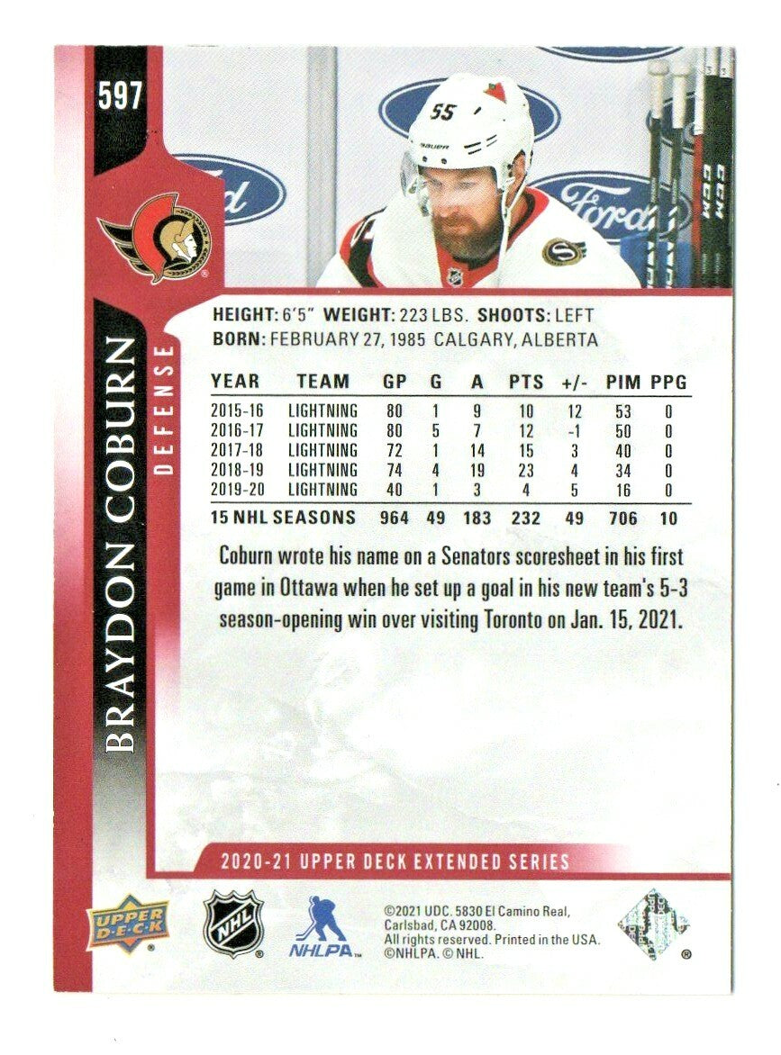 2020-21 Upper Deck Extended Series UD Exclusives BRAYDON  COBURN #597 - 059/100