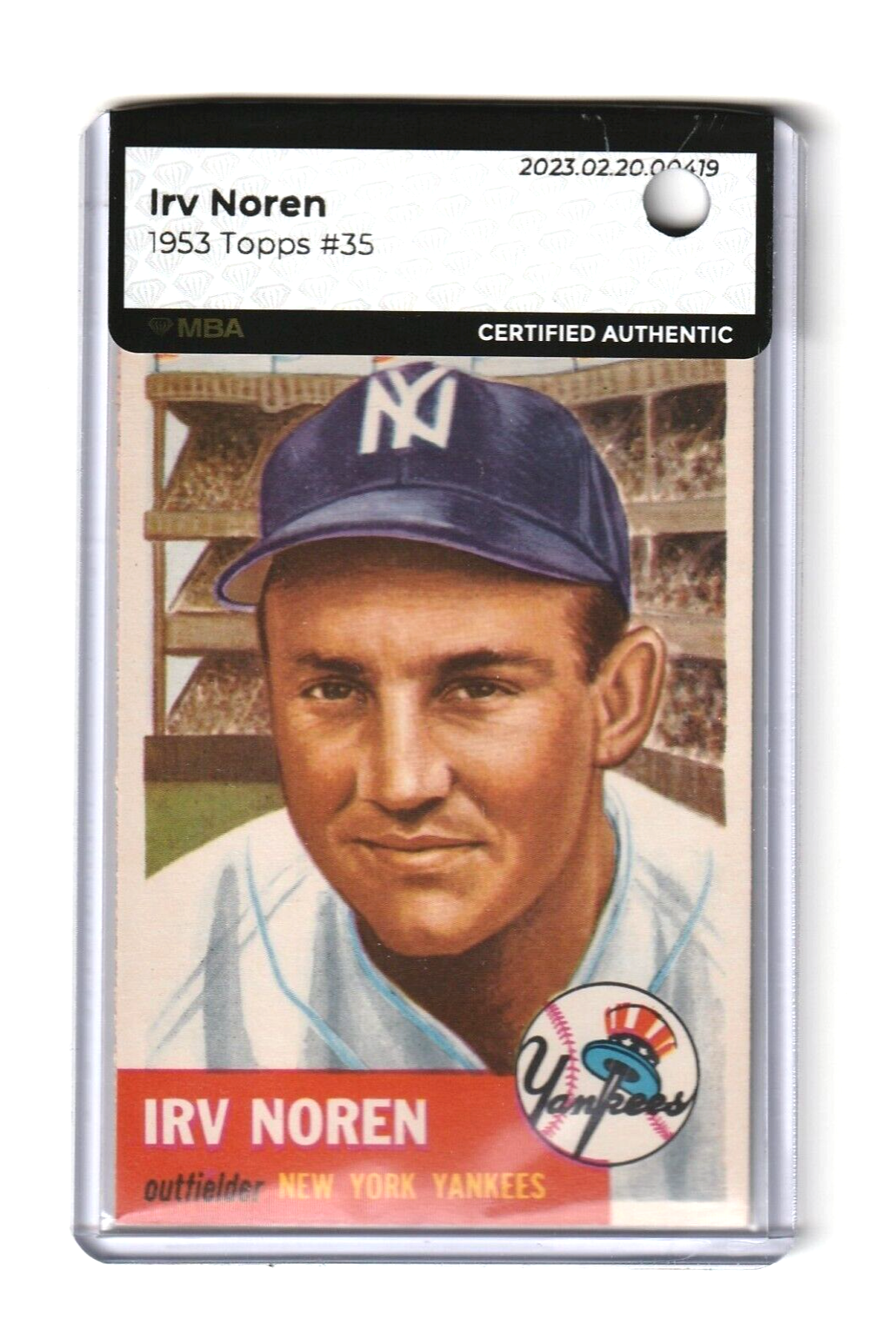 1953 Topps  -   Irv Noren  #35   -   MBA AUTHENTIC   -  New York Yankees