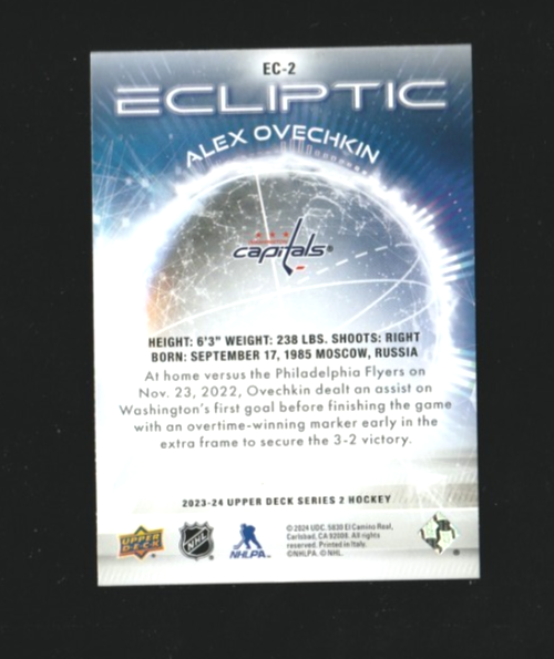 2023-24 Upper Deck Series 2  Ecliptic Ec-2  Alex Ovechkin  - Washington Capitals