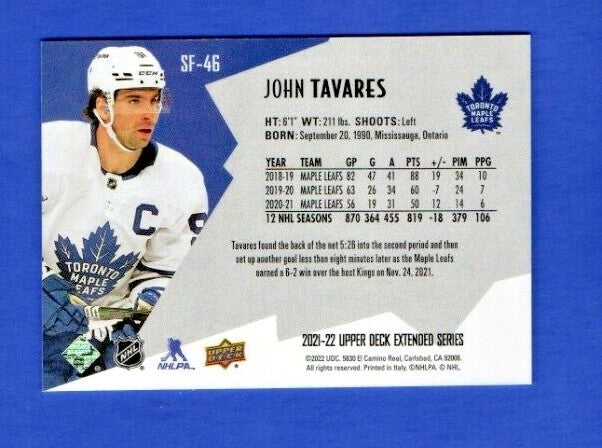 John Tavares  2021-22 UD Extended SPxFinite Radiance Silver #SF-46  1215/2999
