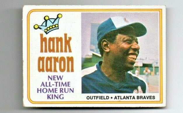1974 Topps - Hank Aaron - #1 Home Run King Atlanta Braves Baseball Card  VG-VG+