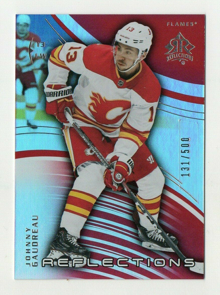 2020-21 UD Extended Series Reflections Ruby #8 Johnny Gaudreau 131/500 - Flames