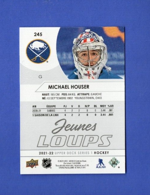 2021-22 Upper Deck Young Guns  - Jeunes Loups #245 Michael Houser YG RC Buffalo