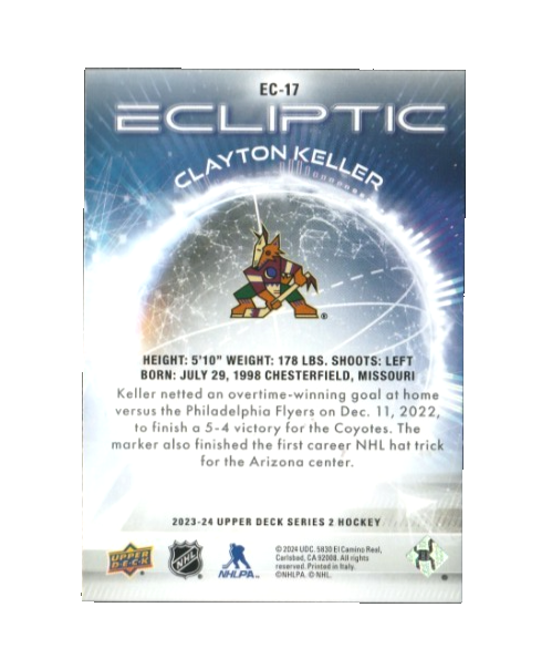 2023-24 UD Upper Deck Series 2  Ecliptic Ec-1 7  Clayton Keller  Arizona Coyotes