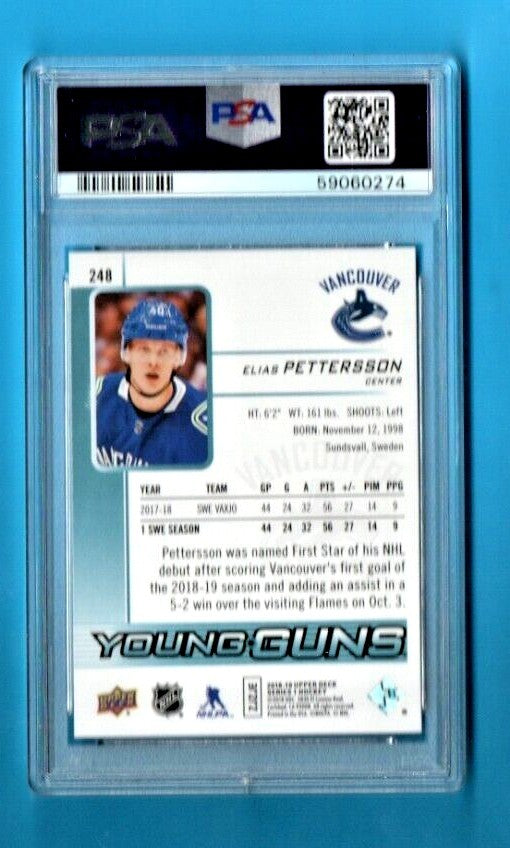 2018-19 Upper Deck Young Guns Elias Pettersson #248 Rookie Card RC#3  PSA 9 Mint