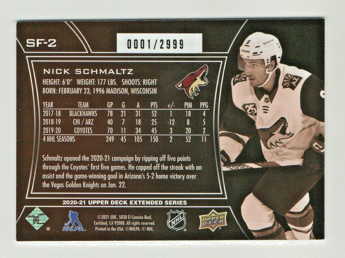 2020-21 UD EXTENDED SERIES 3 NICK SCHMALTZ SPX FINITE  0001/2999 #SF-2- 1st CARD