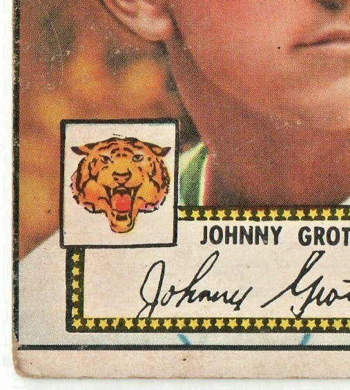 #25 JOHNNY GROTH 1952 Topps Baseball RED BACK DETROIT TIGERS