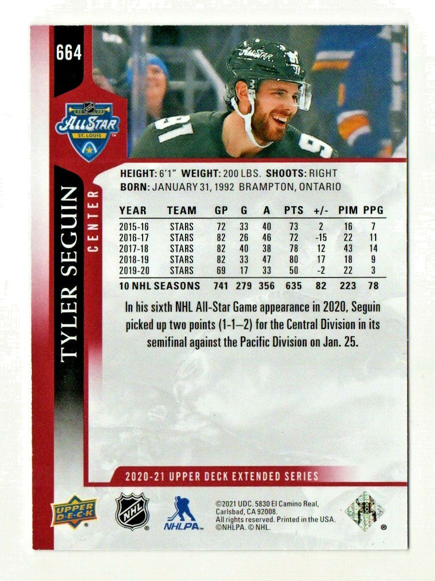 2020-21 Upper Deck Extended #664 UD Exclusives /100 TYLER SEGUIN Stars All-Star