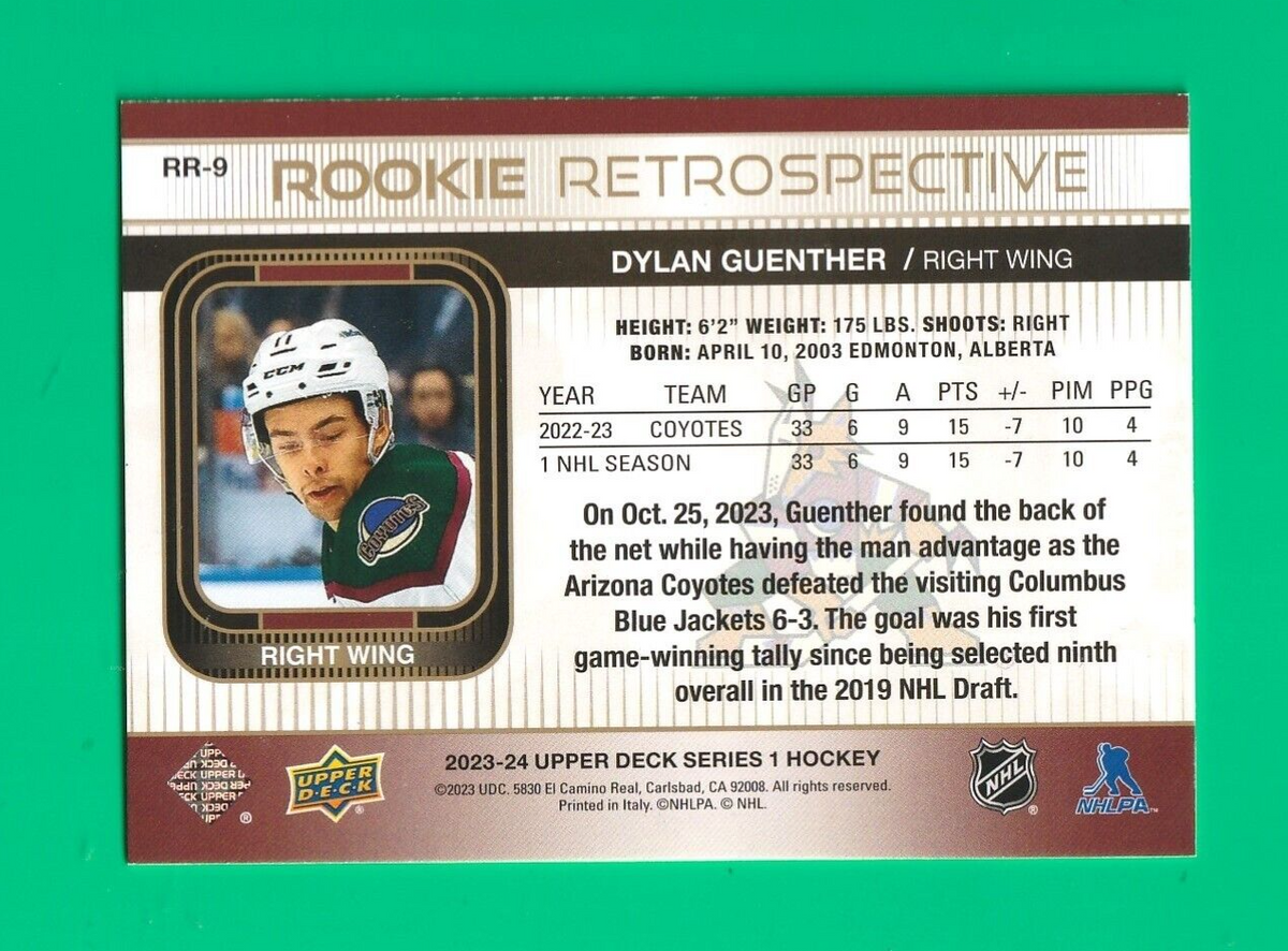 2023-24 Upper Deck Rookie Retrospective Gold #RR9 Dylan Guenther Arizona Coyotes