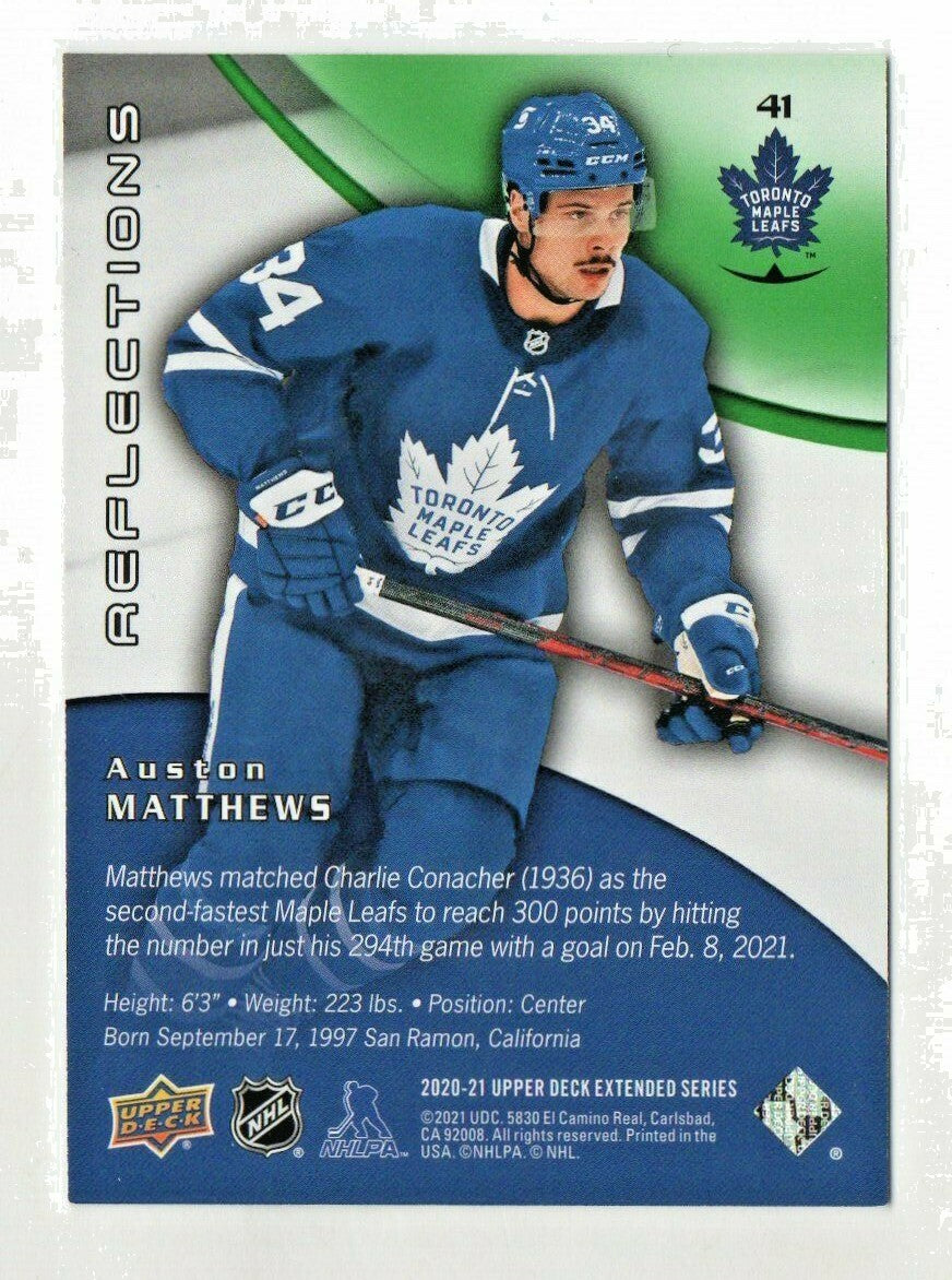 2020-21 Upper Deck Hockey Extended Green Reflections AUSTON MATHEWS 069/100