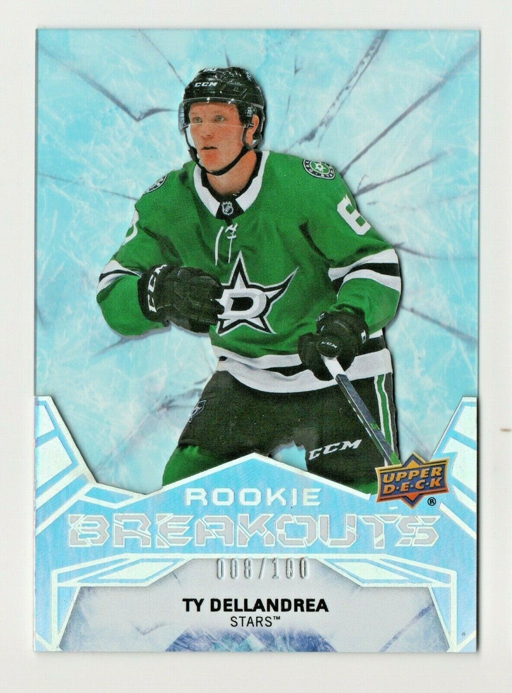Ty Dellandrea 2020-21 Upper D. Series 2 ROOKIE BREAKOUTS ACETATE 008/100 STARS 